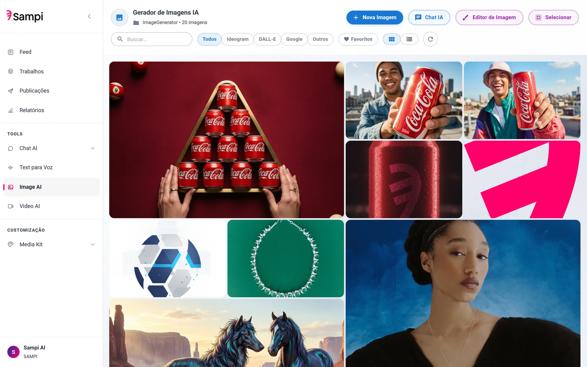 Galeria do gerador de imagens com IA