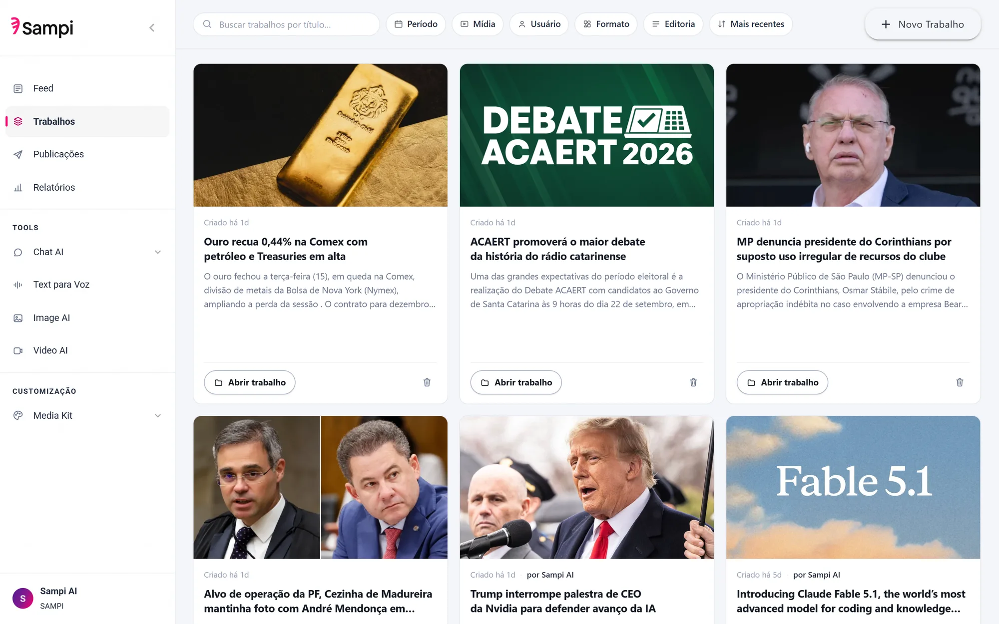 Trabalhos estruturados prontos para publicação
